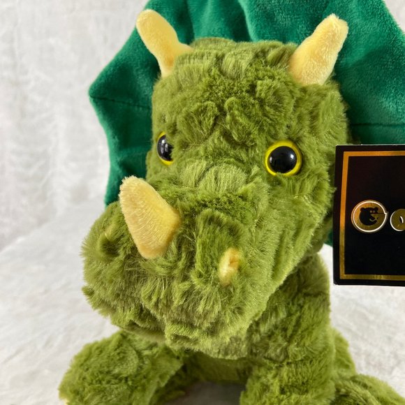 Goffa Plush Dinosaur Triceratops Sitting Green Cute Stuffed Animal 10" NWT - Picture 2 of 9
